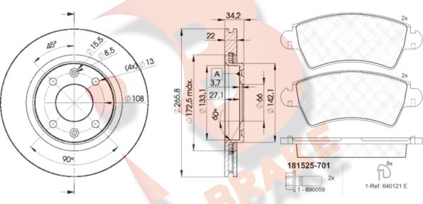 R Brake 3R15254750 - Brake Set, disc brakes autospares.lv