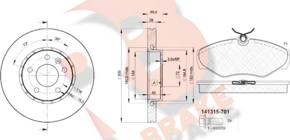 R Brake 3R13156845 - Brake Set, disc brakes autospares.lv