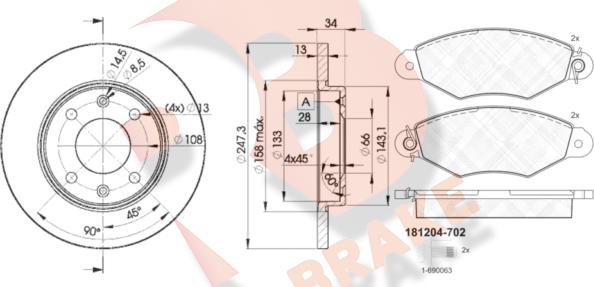 R Brake 3R12044298 - Brake Set, disc brakes autospares.lv