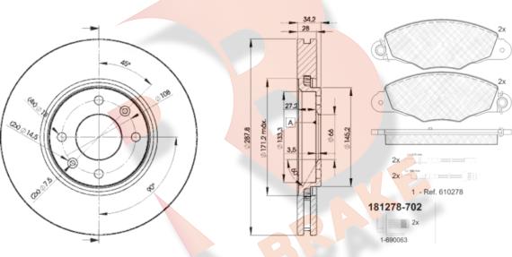 R Brake 3R12784753 - Brake Set, disc brakes autospares.lv