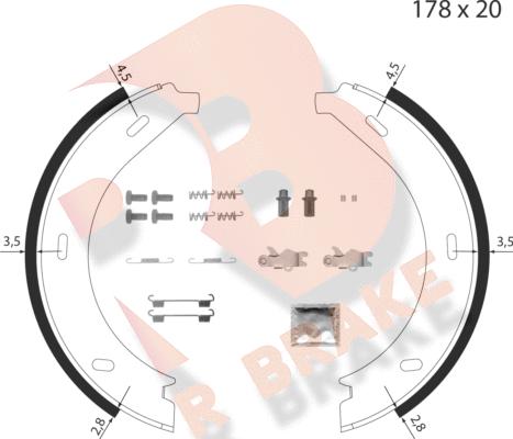 R Brake 79RBPB4017 - Brake Shoe Set, parking brake autospares.lv