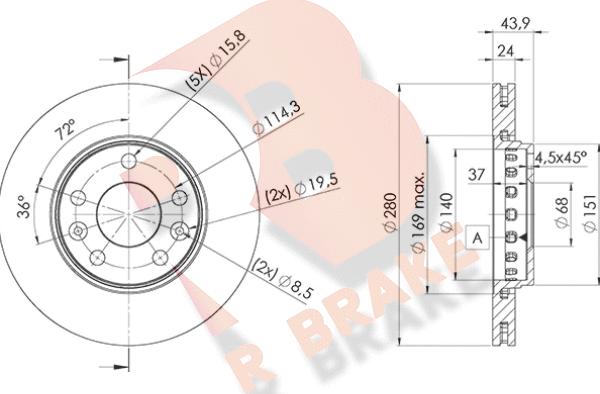 R Brake 78RBD24022 - Brake Disc autospares.lv