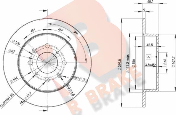 R Brake 78RBD25105 - Brake Disc autospares.lv