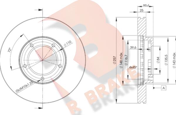 R Brake 78RBD25180 - Brake Disc autospares.lv