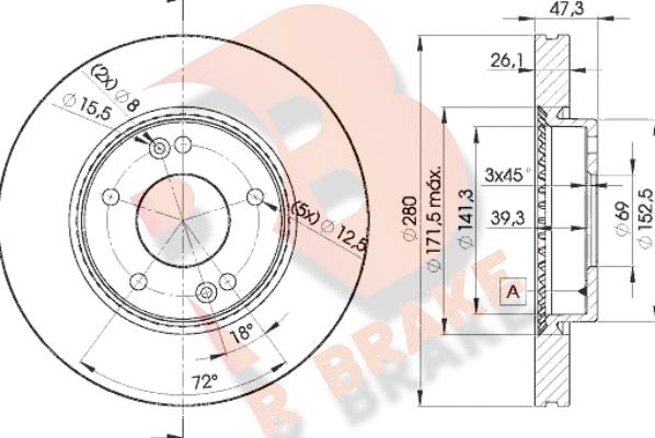 R Brake 78RBD25171 - Brake Disc autospares.lv