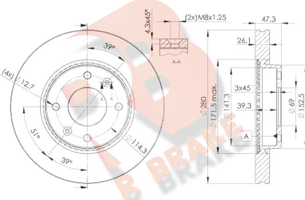 R Brake 78RBD25172 - Brake Disc autospares.lv