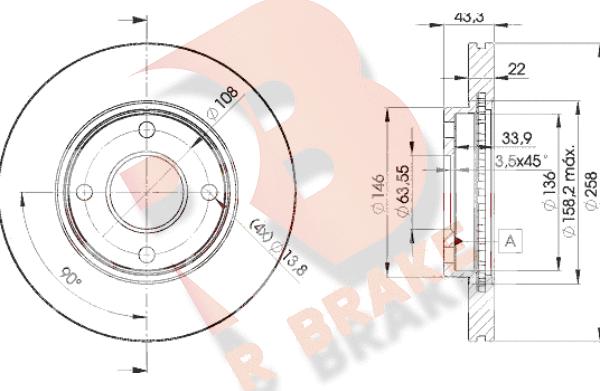 R Brake 78RBD25344 - Brake Disc autospares.lv