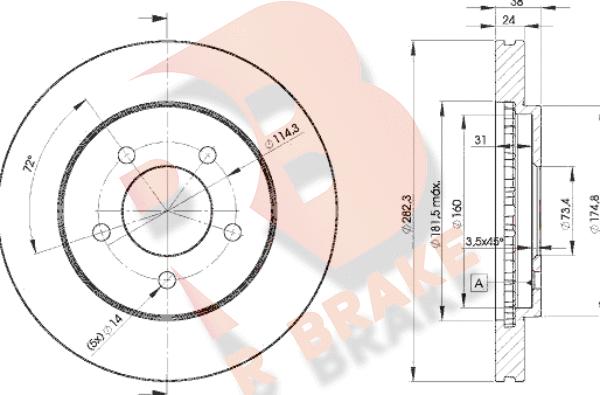 R Brake 78RBD25347 - Brake Disc autospares.lv