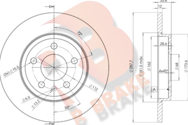 R Brake 78RBD25316 - Brake Disc autospares.lv