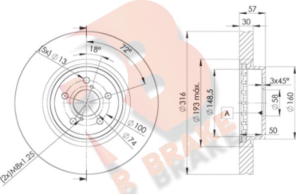 R Brake 78RBD20035 - Brake Disc autospares.lv