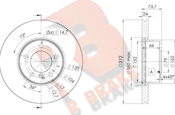 R Brake 78RBD21972 - Brake Disc autospares.lv