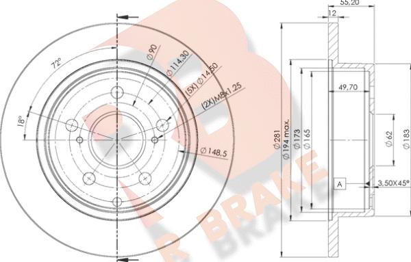 R Brake 78RBD22882 - Brake Disc autospares.lv