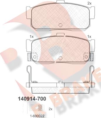 R Brake RB0914-700 - Brake Pad Set, disc brake autospares.lv