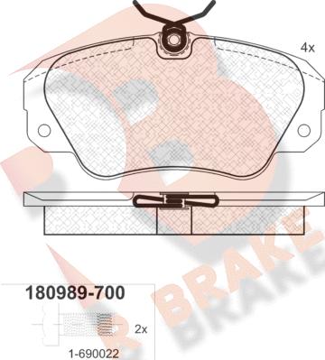 R Brake RB0989-700 - Brake Pad Set, disc brake autospares.lv