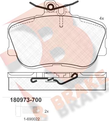 R Brake RB0973-700 - Brake Pad Set, disc brake autospares.lv