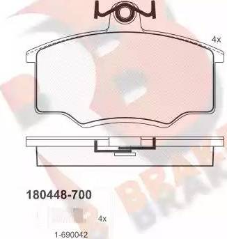 R Brake RB0448-700 - Brake Pad Set, disc brake autospares.lv