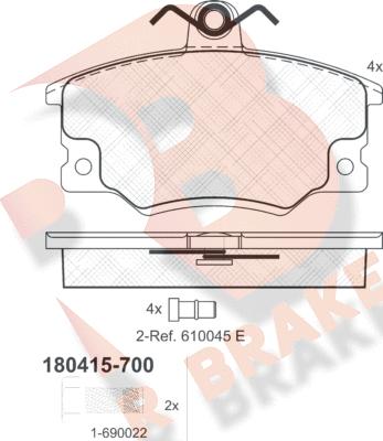 R Brake RB0415-700 - Brake Pad Set, disc brake autospares.lv