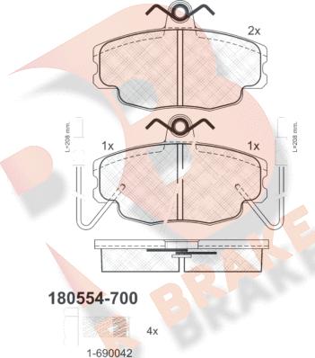 R Brake RB0554-700 - Brake Pad Set, disc brake autospares.lv