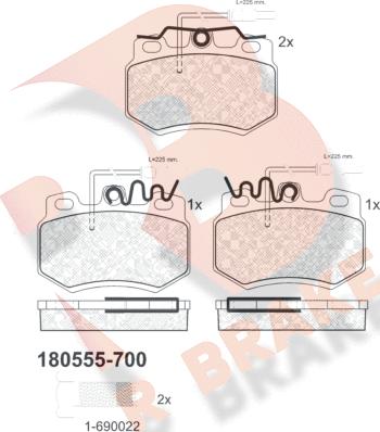 R Brake RB0555-700 - Brake Pad Set, disc brake autospares.lv