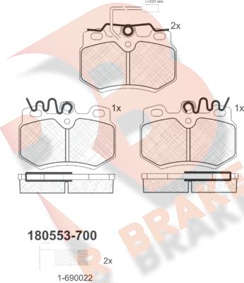 R Brake RB0553-700 - Brake Pad Set, disc brake autospares.lv