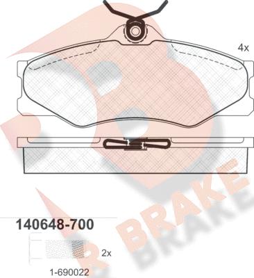 R Brake RB0648-700 - Brake Pad Set, disc brake autospares.lv