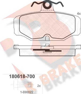 R Brake RB0618-700 - Brake Pad Set, disc brake autospares.lv