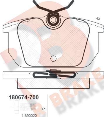 R Brake RB0674-700 - Brake Pad Set, disc brake autospares.lv