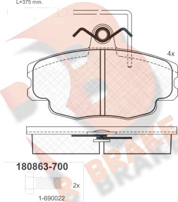 R Brake RB0863-700 - Brake Pad Set, disc brake autospares.lv