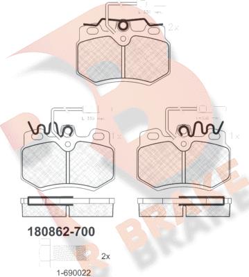 R Brake RB0862-700 - Brake Pad Set, disc brake autospares.lv