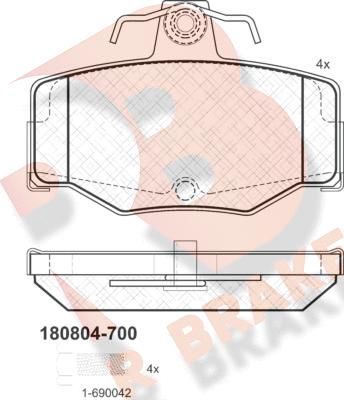 R Brake RB0804-700 - Brake Pad Set, disc brake autospares.lv