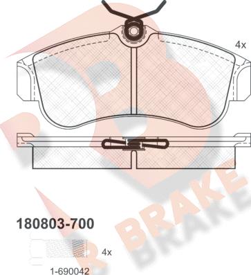 R Brake RB0803-700 - Brake Pad Set, disc brake autospares.lv