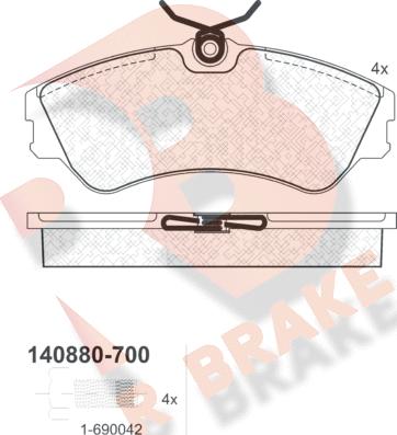 R Brake RB0880-700 - Brake Pad Set, disc brake autospares.lv