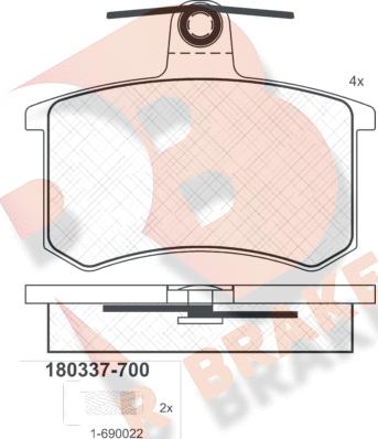 R Brake RB0337-700 - Brake Pad Set, disc brake autospares.lv