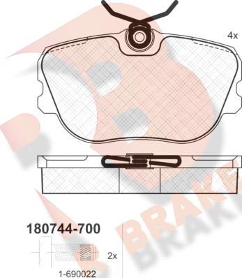 R Brake RB0744-700 - Brake Pad Set, disc brake autospares.lv