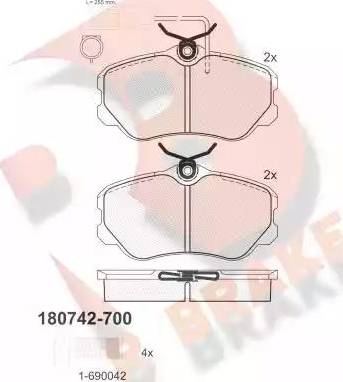 R Brake RB0742-700 - Brake Pad Set, disc brake autospares.lv