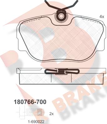 R Brake RB0766-700 - Brake Pad Set, disc brake autospares.lv