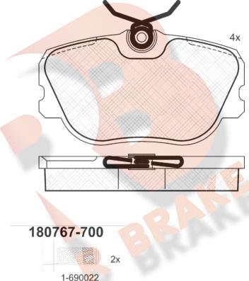 R Brake RB0767-700 - Brake Pad Set, disc brake autospares.lv