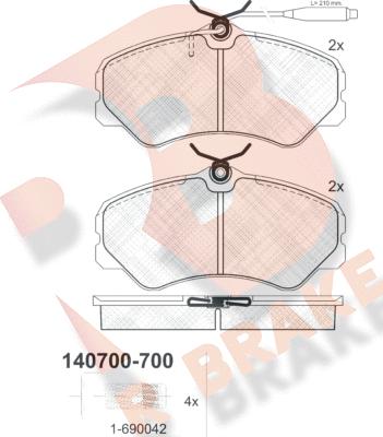 R Brake RB0700-700 - Brake Pad Set, disc brake autospares.lv