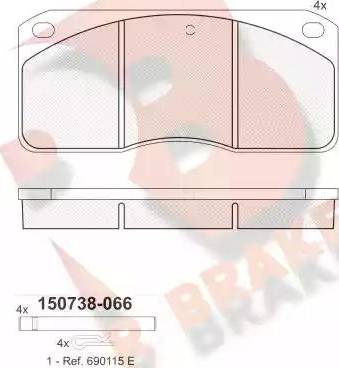 R Brake RB0738 - Brake Pad Set, disc brake autospares.lv