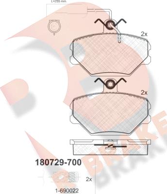 R Brake RB0729-700 - Brake Pad Set, disc brake autospares.lv