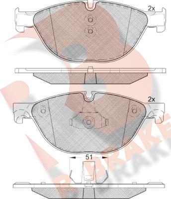 R Brake RB1961 - Brake Pad Set, disc brake autospares.lv