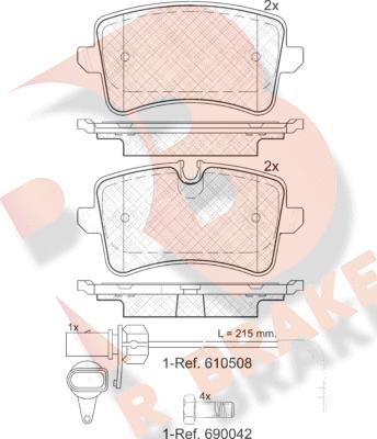 R Brake RB1986-203 - Brake Pad Set, disc brake autospares.lv