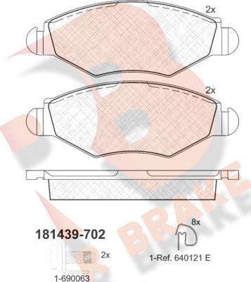 R Brake RB1439-702 - Brake Pad Set, disc brake autospares.lv