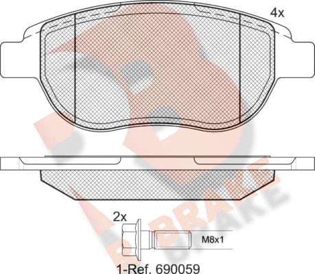 R Brake RB1429-400 - Brake Pad Set, disc brake autospares.lv