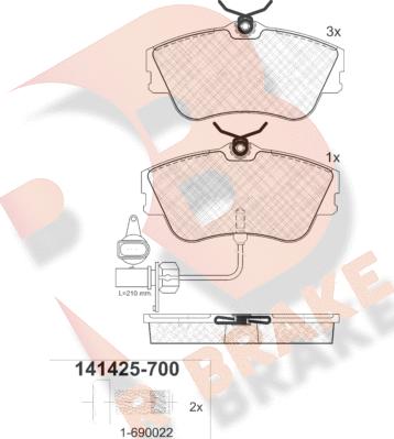 R Brake RB1425-700 - Brake Pad Set, disc brake autospares.lv