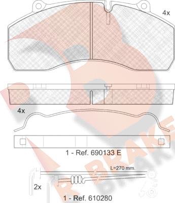 R Brake RB1423-118 - Brake Pad Set, disc brake autospares.lv