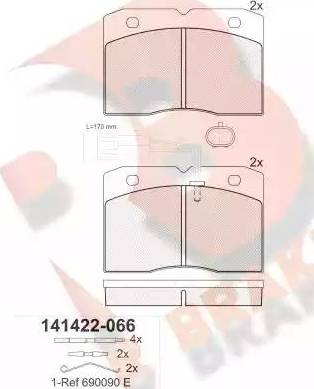 R Brake RB1422 - Brake Pad Set, disc brake autospares.lv