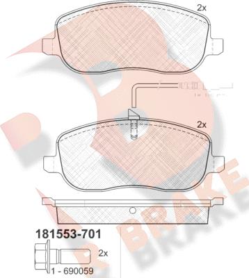 R Brake RB1553-701 - Brake Pad Set, disc brake autospares.lv