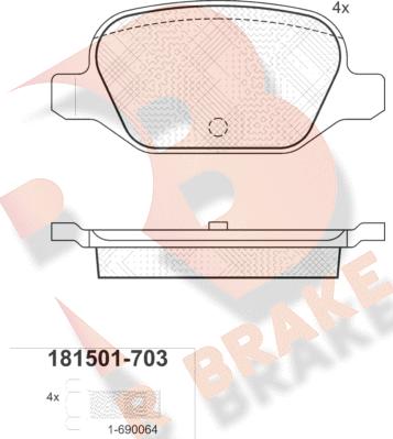 R Brake RB1501-703 - Brake Pad Set, disc brake autospares.lv