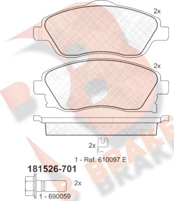 R Brake RB1526-701 - Brake Pad Set, disc brake autospares.lv